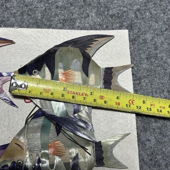 Vtg Bamboo Woven Lot (12) Pastel Hanging Wall Angel Fish Ornaments 4.5” NEW! Nos - Picture 5 of 5